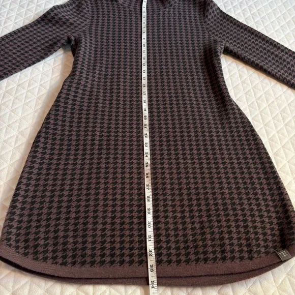 Title Nine Barra Houndstooth Tunic Sweater Dress Size M Brown Black Turtle Neck - Picture 15 of 16